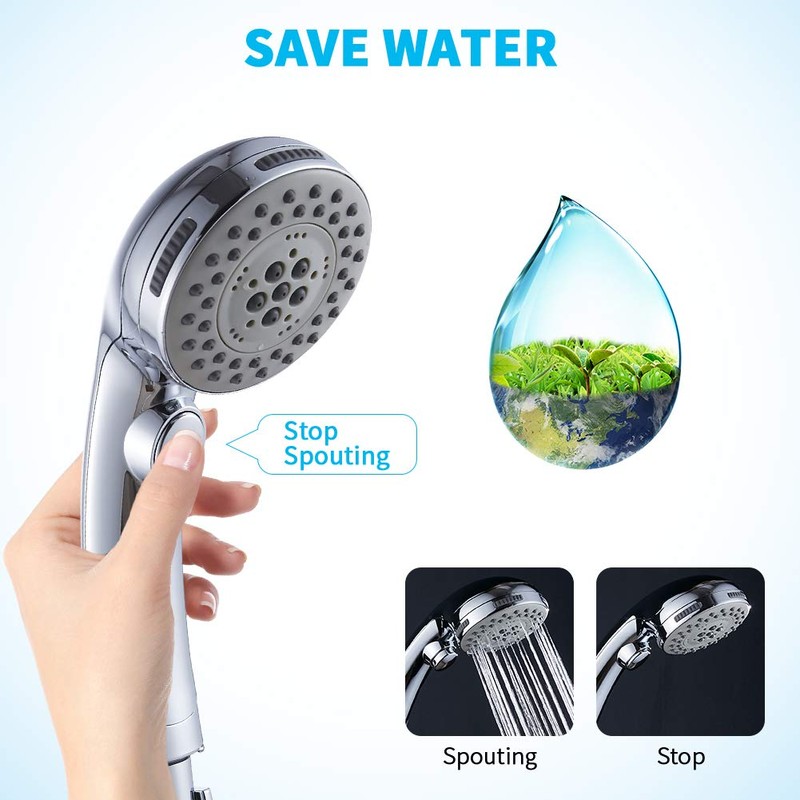 DOILIESE High Pressure Shower Head with Handheld Spray 6 Settings
