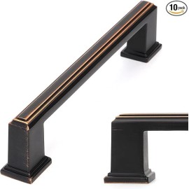 Koofizo 10pcs Stepped Bar Cabinet Pull - Oil Rubbed Bronze - 5 Inch Screw Spacing