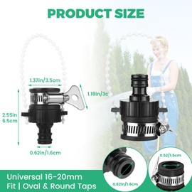 2Pcs Quick-Release Tap Hose Connector with Beaded Chain Anti-Slip Design, Universal 16-20mm Kitchen Sink & Garden Hose Pipe Adapter, Tap to Hose Connector UK with Pipe Clips for Mixer Taps