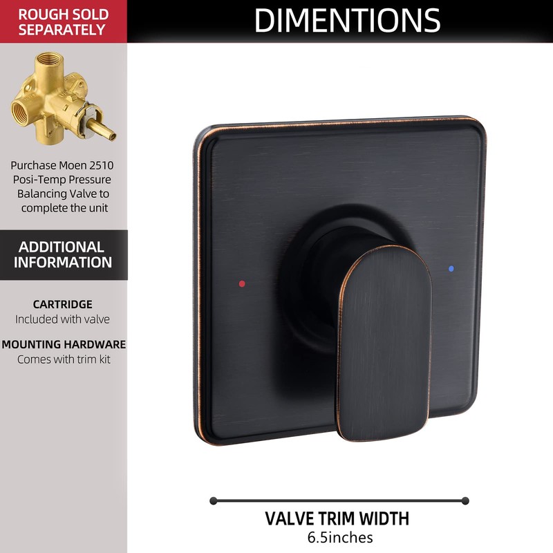 Shower Trim Kit, Compatible with Moen Posi-Temp Valve, Oil-Rubbed Bronze