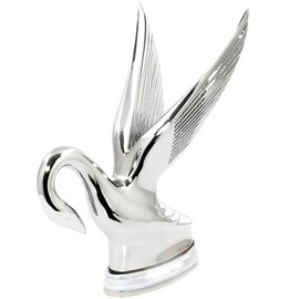 GG Grand General 47996 Chrome Classic Swan Hood Ornament with White/Clear 6 LED Glow Base