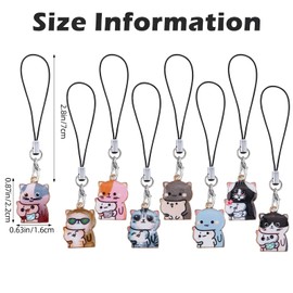 LEGENTLISUR 8Pcs Cat Phone Charms Y2K Alloy Enamel Aesthetic Cell Phone Strap for Bag Camera Keychain Wallet Pendants Decor