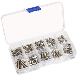 TUPARKA 200Pcs Nuts and Bolts Set Machine Screw and Nut Assortment Kit in a PP Box(M3 M4 M5)