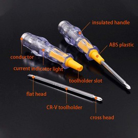 Mains Tester Dual Head Slotted & Phillips Electrical Screwdriver Tester Circuit Voltage Tester Pen for Home and Automotive Used (100V-500V)