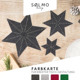 sølmo I 3 Felt Stars for Christmas Table Decoration I Felt Coaster Star Large to Small I Table Coaster Felt as Christmas Decoration Inside, Grey [Dark Stone]