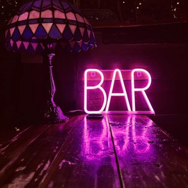 UrsaMajor Bar Neon Sign, Bar Led Signs, Neon Bar Signs for Home Bar, Pub, Party Wall Decor Bar Neon Sign for Business,Christmas Gifts (pink)