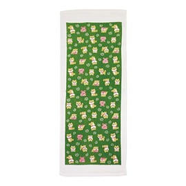 Maeda Dyeing Washo Washoko Tenugui Towel, Mameshiba no Oshi, Green, Made in Japan