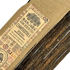 Aromasenses.- Banjara-Kamille-Ritualharz-Sahumerio-Räucherstäbchen – komplette Box mit 8 Boxen mit je 8 Stäbchen + 1 Aromasenses-Tablette – handgefertigt – 100% natürlich und biologisch (CAMOMILA)