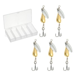 PATIKIL Trout Lures 1/6 oz, 5Pack Trout Fishing Lures Spinnerbait Treble Hooks Fishing Spinners Baits Tackle with Tackle Boxes for Freshwater Saltwater Fishing, Gold Tone