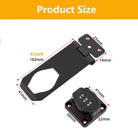 Bifold Door Lock - Sliding Closet Door Locks for Double Doors Cabinet Lock Anti-Pry Keyless 3-Digit Password Combination Twist Knob Hasp Latch Locks for Barn Shed Door Cupboard Pantry 1PCS Black 4inch