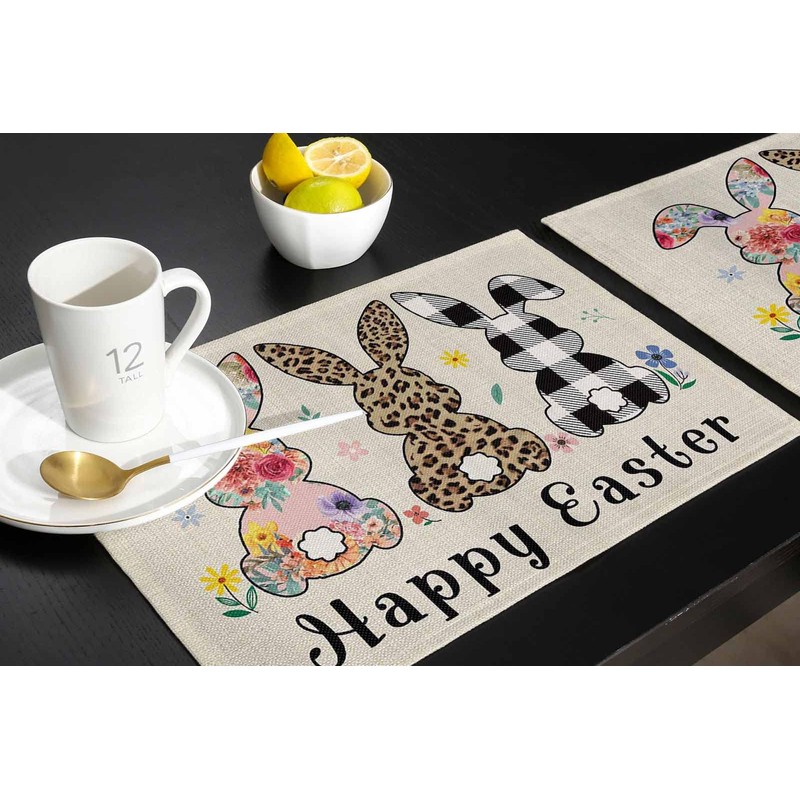 Easter Placemats for Dining Table Rabbit Easter Bunny Placemat Set