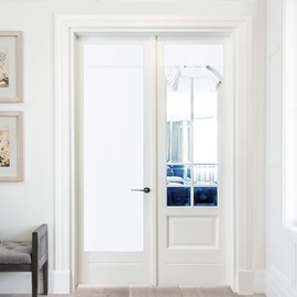 PONY DANCE Door Cover for French Door, W26 x L72 inch Room Darkening Tricia Door Window Curtains for Patio French Door Front Door Tie up Shade for Sightseeing, 1 Panel, Pure White