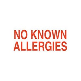2-1/4"W x 7/8"H White & Red Allergy Labels"No Known Allergies" (420/Roll) - TBBS-UL810