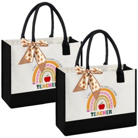 2 Pack Teacher Gifts for Women, Teacher Appreciation Gifts,Teacher Tote Bag with Zipper Canvas Tote Bag with Scarf,Thank You Teacher Gifts - End of Year Teacher Gifts - Christmas Gifts for Teachers