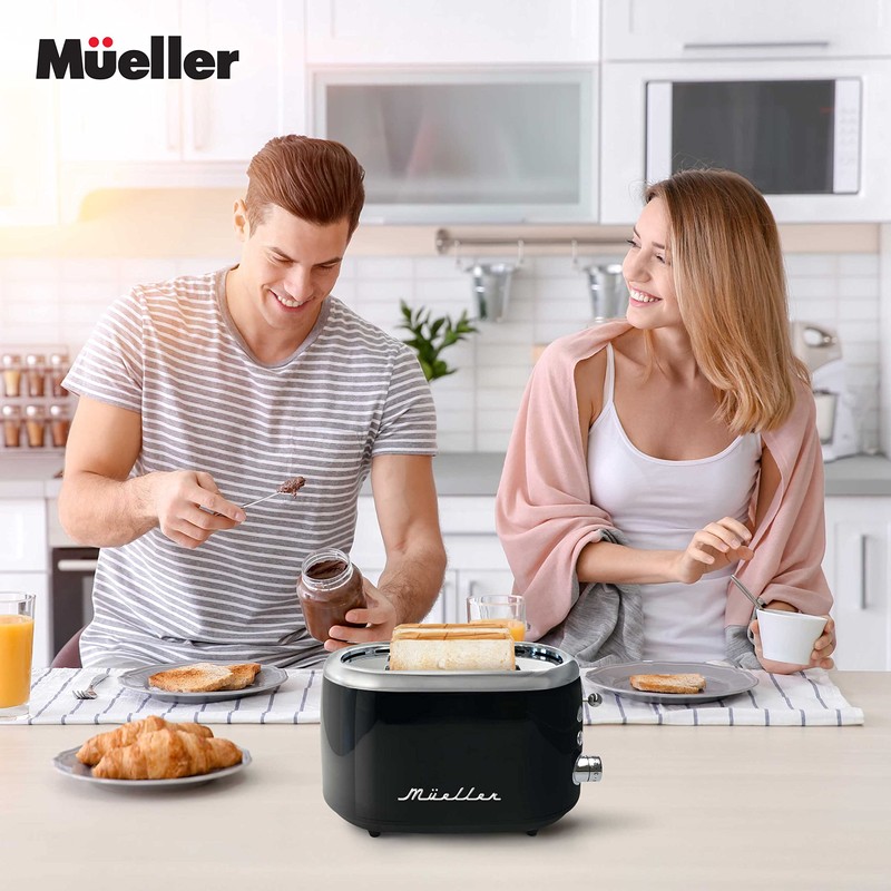 MÜELLERHOME Retro Toaster 2 Slice, 7 Browning Levels, 3 Functions