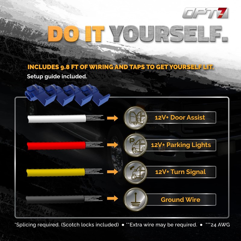 OPT7 Sidekick 78" Running Board Lights 2PCS LED Strips w/Amber