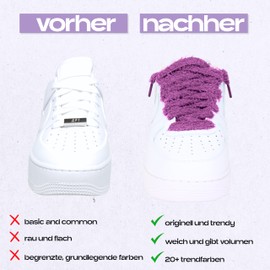 Slaace Fluffy Laces for Trainers - 15 mm Diameter - Plush Shoelaces for Casual Shoes, Boots & Trainers - Perfect for Children, Teenagers & Adults, Purple, 120