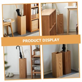 DOITOOL wooden umbrella bucket wood umbrella organizer walking sticks holder canes stand rack cane stand rack wooden umbrella holder classroom umbrella container plastic Japanese-style Ash