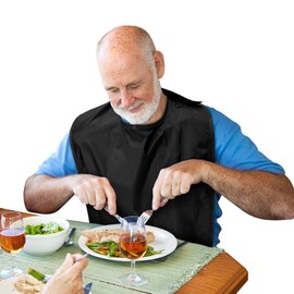 Betty Dain Adult Bib, Washable, Waterproof Clothing Protector with Crumb Catcher, Black