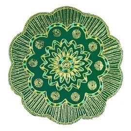 Decorative Round Mat Aasan Velvet Pooja Cloth with Sequence Work for Indian Traditional Multipurpose Housewarming Pooja Festival New year Decorations Pooja Item & Article (Diameter Size :-21")(Green)
