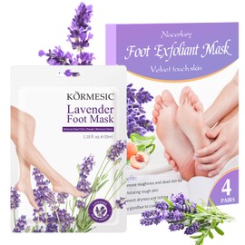 4 Pack Lavender Foot Peel Mask, Deep Exfoliation for Smooth Feet, Foot Mask for Removes Dead Skin and Calluses, Gentle Yet Effective Formula, Suitable for Men & Women