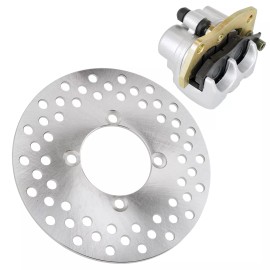 Caltric Front Left Brake Caliper Disc Rotor Pads for Yamaha Rhino 700 YXR700 4X4 2008-13