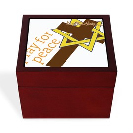 CafePress Pray for Peace Memory Keepsake Jewelry Box, 5"x5"x3.75"