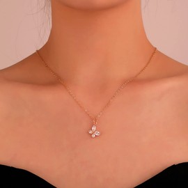 Atentuyi Crystal Butterfly Pendant Necklace Silver Rhinestone Butterfly Necklace Tiny Cz Butterfly Choker Butterfly Crystal Necklace Dainty Chain Simple Necklace Jewelry for Women and Teen Girls