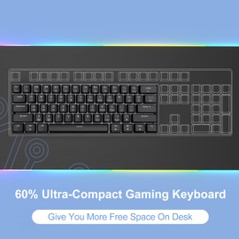 DIERYA 60% teclado mecánico, DK61se teclado para juegos con cable con interruptores azules, retroiluminado LED, ultra compacto, 61 teclas, mini teclado de oficina para Windows, laptop, PC, gamer,