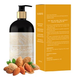 OLANKKPURE Sweet Almond Oil 16 oz - 100% Pure and Natural Sweet Almond Oil for Skin, Body, Face and Hair - Natural Cold Pressed, Unrefined - Organic Massage Oil for Massage