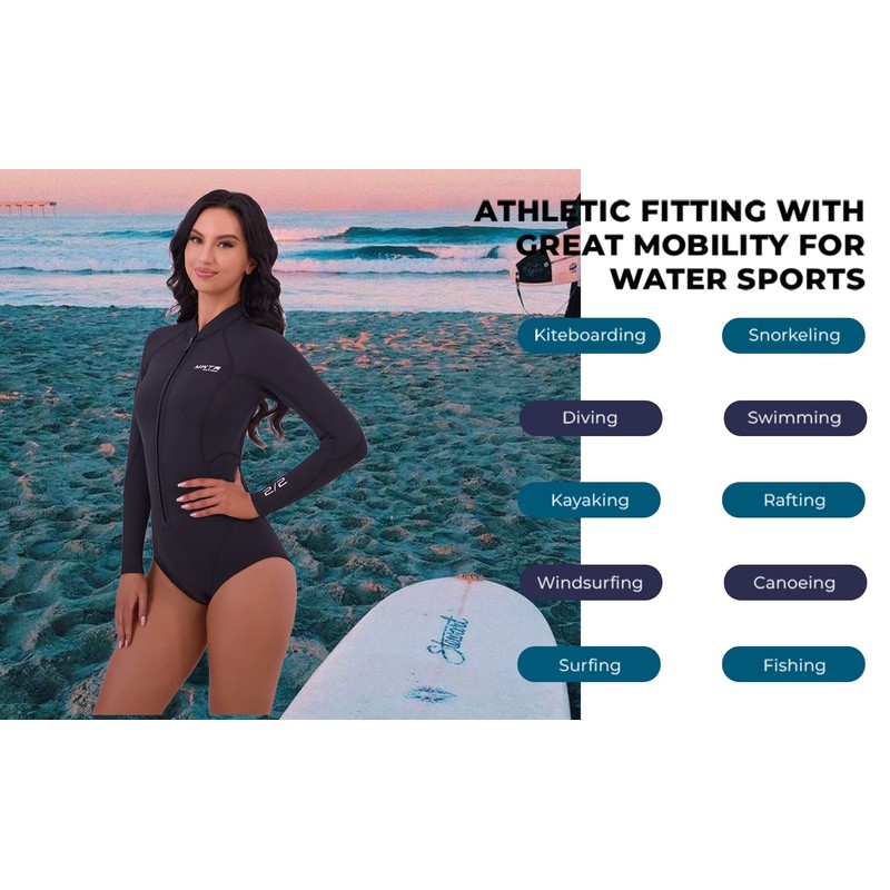 MWTA - Traje de neopreno para mujer, 2.0 mm, cierre