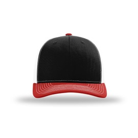 Joe's USA Richardson 112 Trucker Hat - Premium Adjustable Snapback Hats-OSFM-Black/White/Red