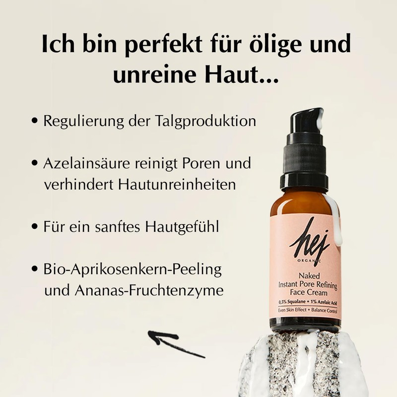 HEJ ORGANIC Naked Face Cream for Blemished Skin, Natural Cosmetics,