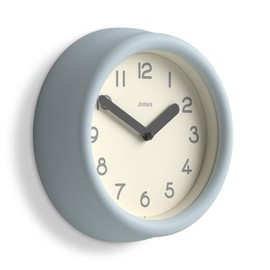 Jones Clocks® Fuze wall clock | Small round clock | Pale blue | Playful modern design with soft sculptural presence | Ideal for kitchens living rooms kid's bedrooms
