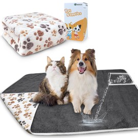 Waterproof Dog Blankets for Large Dogs, 41" x 31" Dog Blanket Washable, Soft Fluffy Flannel Pet Blanket Mat Cover for Bed Couch, Cute Print Puppy Blanket