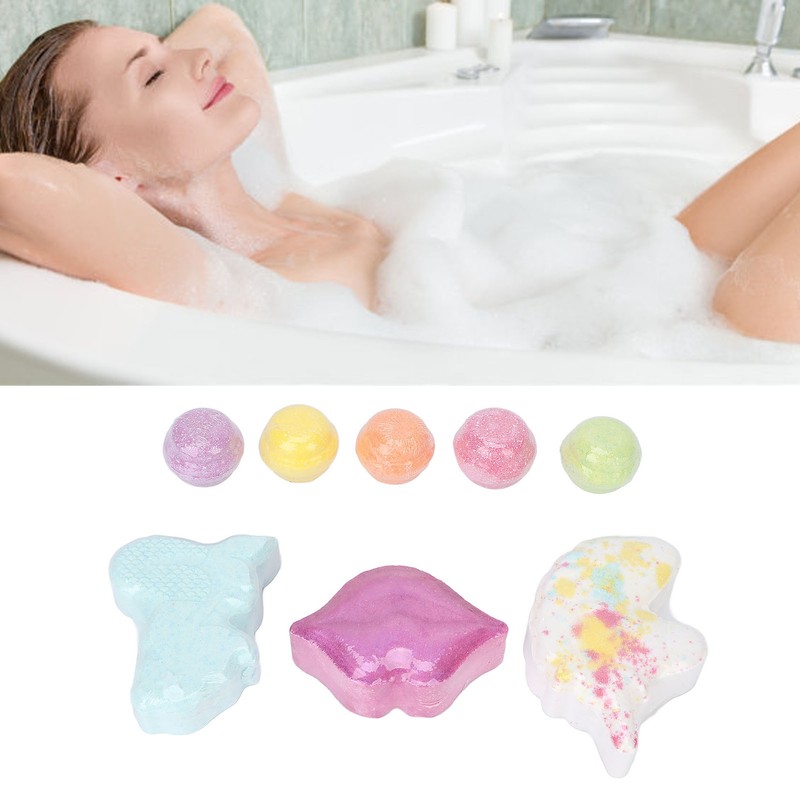 8pcs Bubble Bath Ball Set Different Shapes Fragrance Exfoliating Refreshing