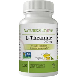 L-Theanine 200 mg | 120 Cápsulas Vegetarianas | Relajación, Sueño y Enfoque sin Somnolencia | Aminoácido Natural del Té Verde | Natures Trove