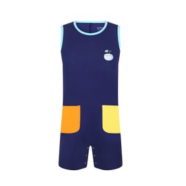 Landofgenie Mens Sleeveless Jumpsuit Romper One Piece Pajamas Cotton Bodysuit Onesie for Men - Crab 3XL Navy