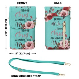 WIRESTER Small Crossbody Cell Phone Bag, Cute Shoulder Bag, Fashionable Bag for Walking, Traveling, Shopping, Working - Christian Bible Verses Philippians 4:13