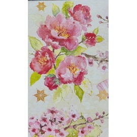 TWO Individual Napkins Sakura Flowers Asian Fans Cocktail for Decoupage (1342)