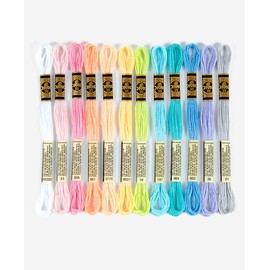 DMC - Mouliné Yarn Pack Pastel, 100% Cotton, 12 Strands Mouliné Spécial Art. 117MC, Each 4 m Long, Made in France