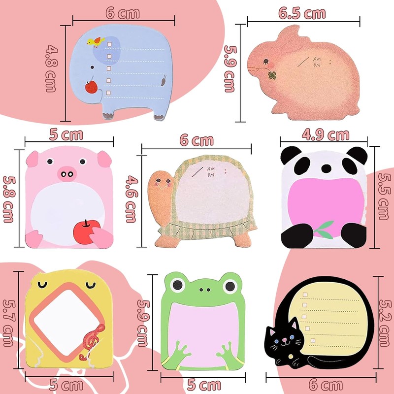 AMFUN 20 Pack Cute Sticky Notes Set, Cartoon Animal Sticky
