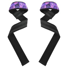 Correas de elevación abstractas irregulares moradas de 26 pulgadas, antideslizantes, para levantamiento de pesas, levantamiento de peso, ejercicio, entrenamiento de fuerza, implementos de gimnasio