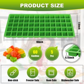 Silicone Food Molds Compatible with Harvest Right Freeze Dryer, Silicone Freezer Molds Medium Square Tray Dividers for Chocolate Candy Ice Freeze Dryer Accessories (5 Pack)