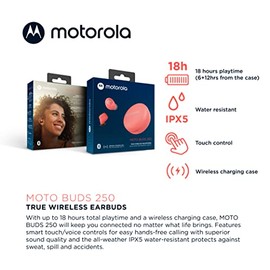 Motorola Audífonos Moto Buds 250 Inalámbricos Bluetooth con Micrófono Estuche de Carga Inalámbrica Nueva Línea Motorola 2022