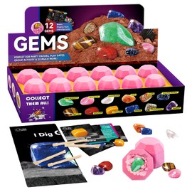 Byncceh Gemstones Excavation Set for Children from 7 Years, Minerals Excavation Set with 12 Stones, Mineralogy Toy, Geology, Archaeology, Gift for Children, Boys, Girls