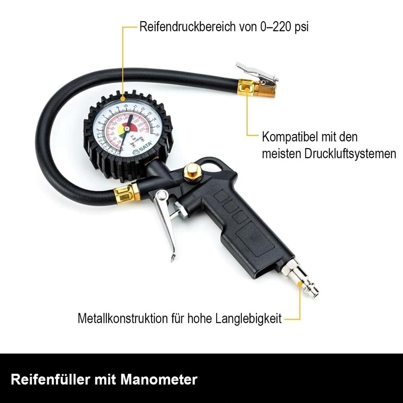 LST Präzisions Reifendruckprüfgerät Analog mit schützendem Gi, Langlebiger Reifenfüller mit