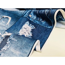 DENIM JEANS Effect Fabric for Furnishing, Curtains - blue denim patchwork cotton material - jeans print denim canvas - 280CM extra wide (SAMPLE 10CM X 10CM)