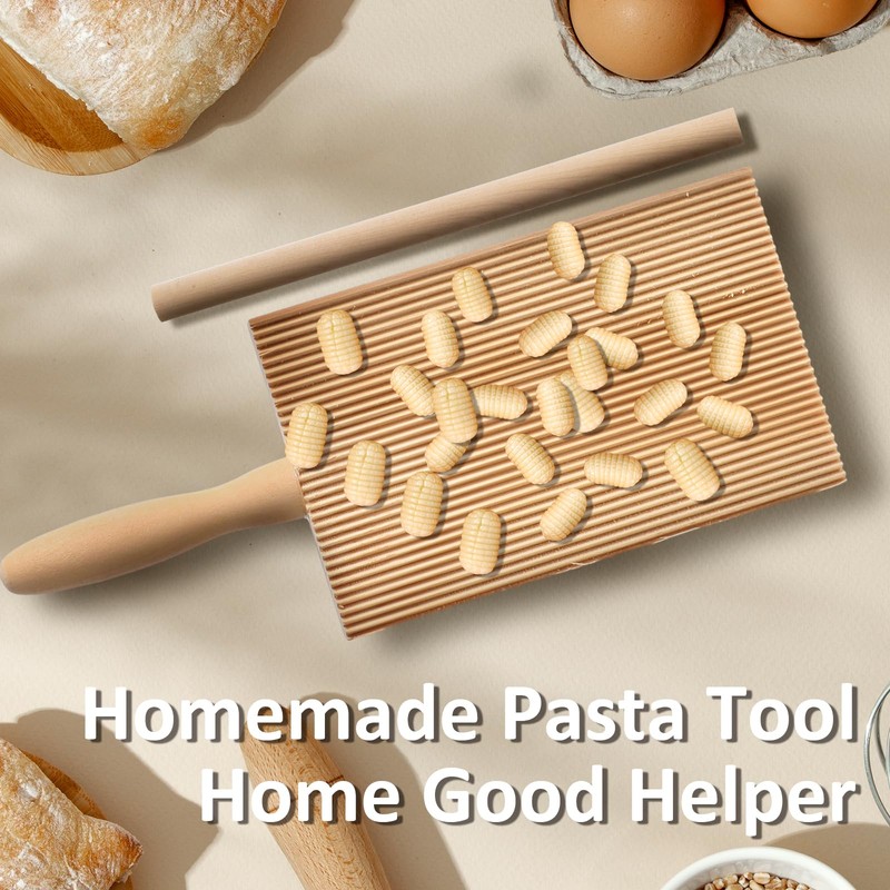 Gnocchi Boards and Ravioli Rolling Pin, Wood Gnocchi Pasta Making