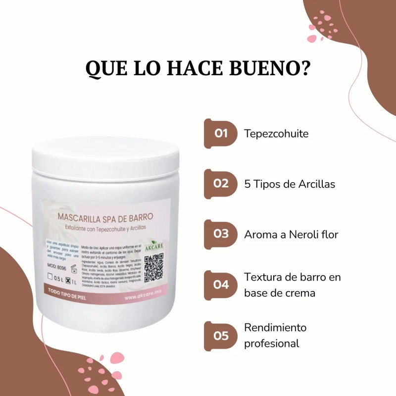 Mascarilla Facial Spa Tepezcohuite + Arcilla Reparador 1.2kg Normal